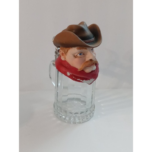 Vintage ALWE Cowboy Beer Stein W. Germany Heavy Glass Mug (shelf) - Picture 2 of 7